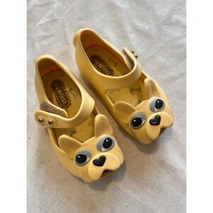 Mini Melissa Yellow French Bulldog Jelly Mary Jane Shoes Toddler Size 5 US